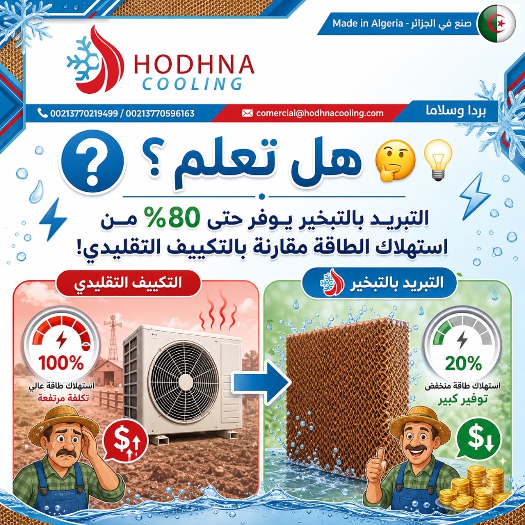 هل تعلم - التبريد بالتبخير يوفر 80% من الطاقة